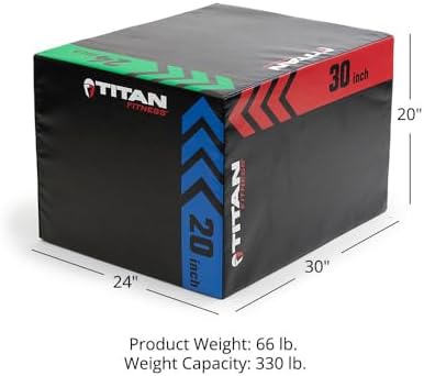 Titan Fitness Heavy Duty Pro-Duty HIIT Foam Plyometric Box for Home and Gym Use - Box Squats and Step-Ups, Suitable for