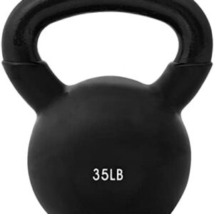 JFIT Kettlebell Weights Vinyl Coated Iron, 35 LB - Best Selling Fitness Gear for Home Workouts, Weightlifting, Strong &