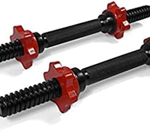 Yes4All Chrome/Rubber Grip Dumbbell Handles, 14/16/18/24 Inch, For 1" / 1.15" Plates, Weight Bar Connector, Home Gym Fi