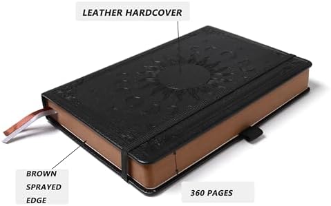 Classic Lined Writing Daily Journal for Men & Women - 360 Pages Hardcover Notebook with Vintage Sun & Moon Design, Blue