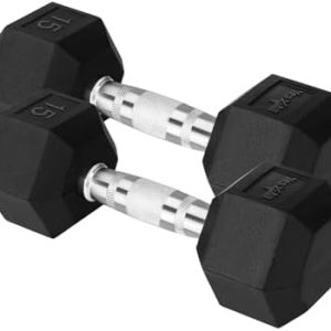 Yes4All Chrome/Rubber Grip Encased Hex Dumbbells – Fitness Equipment For Home/Gym Use –Perfect for Beginners and Advance