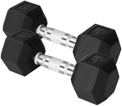 Yes4All Chrome/Rubber Grip Encased Hex Dumbbells – Fitness Equipment For Home/Gym Use –Perfect for Beginners and Advance