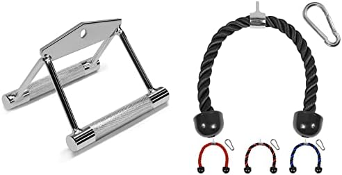 Yes4All Cable Machine Attachment, Double D Handle & Tricep Rope Cable Attachment, Gym Weight Machine Accessories Load 88