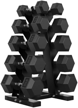 Hex Weights Dumbbells Set with Rack for Strength Training at Home and Gym, Heavy Duty 100-550 lb Rubber Coated Dumbbells