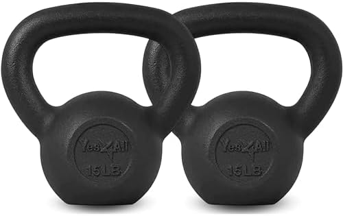 Yes4All Cast Iron Kettlebell, Strength Training Kettlebells 80 Lb (5,10,15,20,25,30,35,40,45,50,60,70,80 Lb) for Full Bo