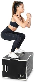 ProsourceFit 3-in-1 Wood Power Grip Non-Slip Plyometric Jump Box for Crossfit Enthusiasts, Home Gym Use, Black, 16L x 12