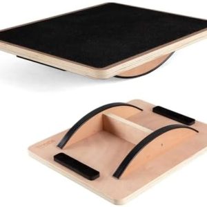 Wooden Rocker Balance Board for Adults & Seniors - Dual-Direction Wobble & 17° Tilt Stability Trainer - Supports 400 lbs