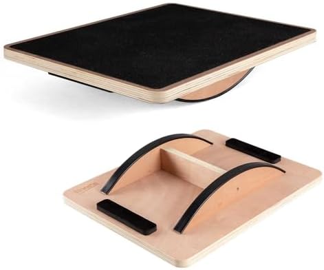 Wooden Rocker Balance Board for Adults & Seniors - Dual-Direction Wobble & 17° Tilt Stability Trainer - Supports 400 lbs