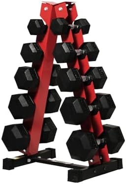 RitFit 250LB Rubber Hex Dumbbells with Weights Rack for Home Strength Training | RitFit 300LB Rubber Hex Dumbbells and