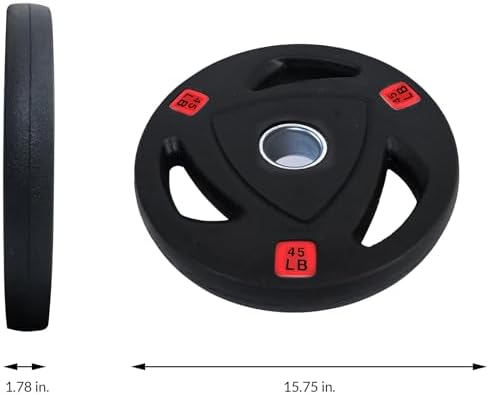 Fitvids Standard Cast Iron 1-inch Weight Plate Rubber Coated for Strength Training & Weightlifting, 45lbs Pair