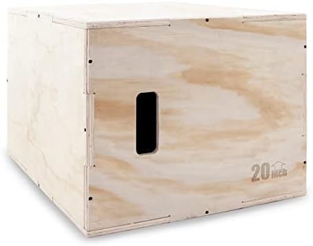 ProsourceFit 3-in-1 Wood Power Grip Non-Slip Plyometric Jump Box for Crossfit Enthusiasts, Home Gym Use, Black, 16L x 12