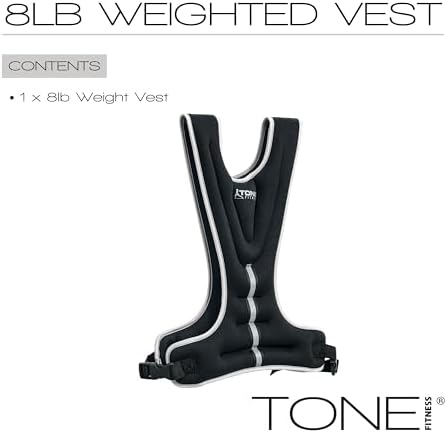Tone Fitness Weighted Vest for Home Workouts or Outdoor Training - 8lb or 12lb, Adjustable Fit for Men and Women | Tone