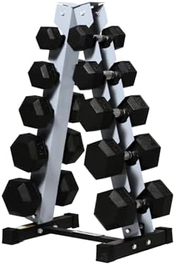 RitFit 250LB Rubber Hex Dumbbells with Weights Rack for Home Strength Training | RitFit 300LB Rubber Hex Dumbbells and