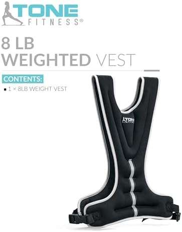 Tone Fitness Weighted Vest for Home Workouts or Outdoor Training - 8lb or 12lb, Adjustable Fit for Men and Women | Tone