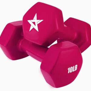 Yes4All Vinyl Hexagon Dumbbell Set of 2 Hand Weights for Home Gym & Strength Training - 2-15 lbs Weight Options