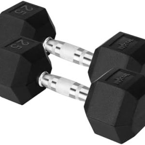 Yes4All Chrome Grip Encased Hex Dumbbells - Anti-Slip Hand Weights 10-30 LBS Pair for Home Gyms and Home Workouts
