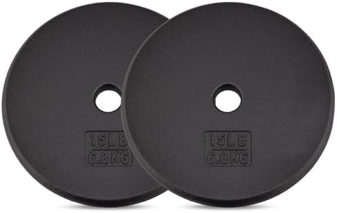 Yes4All Standard 1" Cast Iron Weight Plate - Strength Training - Multiple Weight: 5LB to 25LB (Single & Set of 4)