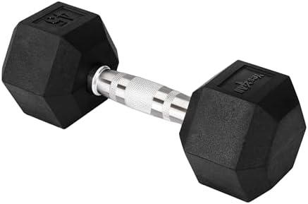 Yes4All Chrome Grip Encased Hex Dumbbells - Anti-Slip Hand Weights 5-50 LBS Single