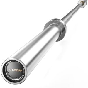 Papababe Olympic Barbell 45lb Weight Bar for Strength Training and Gym Use with 1000lb Weight Capacity Chrome/Zinc Plati