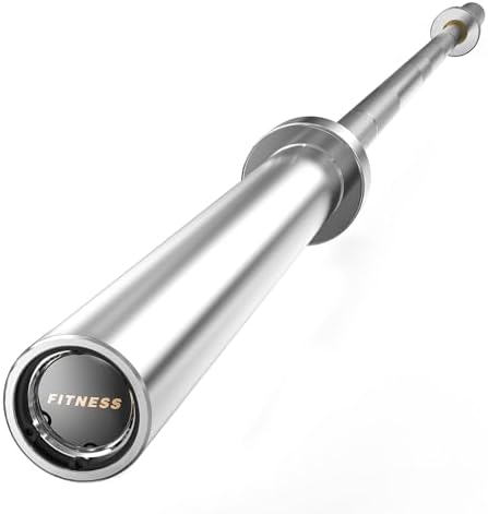 Papababe Olympic Barbell 45lb Weight Bar for Strength Training and Gym Use with 1000lb Weight Capacity Chrome/Zinc Plati