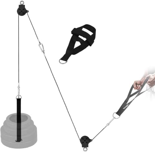 Yes4All Cable Machine Attachment Row Handles Tricep Rope Straight Bar V Bar LAT Pulldown Accessories 880 LB Load for Ho
