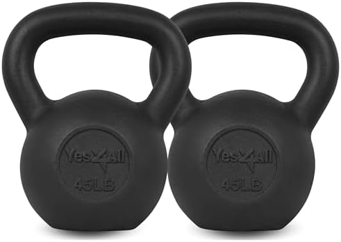 Yes4All Cast Iron Kettlebell, Strength Training Kettlebells 80 Lb (5,10,15,20,25,30,35,40,45,50,60,70,80 Lb) for Full Bo
