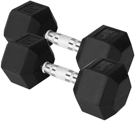 Yes4All Chrome/Rubber Grip Encased Hex Dumbbells – Fitness Equipment For Home/Gym Use –Perfect for Beginners and Advance