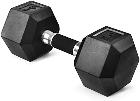 Yes4All Rubber Grip Encased Hex Dumbbell - Anti-Slip Hand Weights for Home Gym, 5-50 LBS Adjustable | Yes4All Rubber G