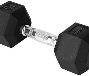 Yes4All Chrome Grip Encased Hex Dumbbells - Anti-Slip Hand Weights 5-50 LBS Single