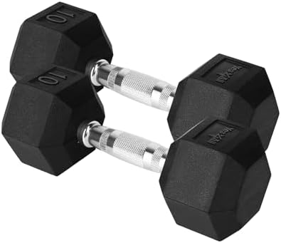 Yes4All Chrome/Rubber Grip Encased Hex Dumbbells – Fitness Equipment For Home/Gym Use –Perfect for Beginners and Advance