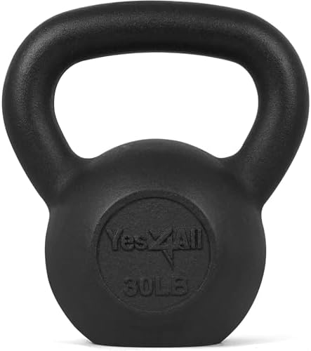 Yes4All Cast Iron Kettlebell, Strength Training Kettlebells 80 Lb (5,10,15,20,25,30,35,40,45,50,60,70,80 Lb) for Full Bo