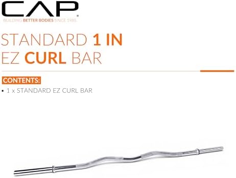CAP Barbell Standard Solid E-Z Curl Bar 47-Inch Muscle Building Workout Fitness Equipment Top Search Keywords: Curl Bar,