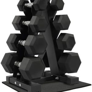 Fitvids Rubber Coated Hex Dumbbell Weight Sets for Home Gym, 100LBS Set with Storage Rack Fitvids Rubber Coated Hex Du
