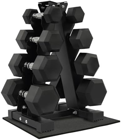 Fitvids Rubber Coated Hex Dumbbell Weight Sets for Home Gym, 100LBS Set with Storage Rack Fitvids Rubber Coated Hex Du