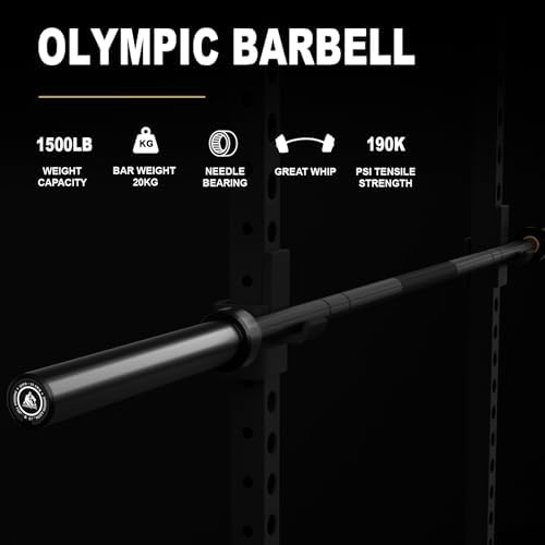 LIONSCOOL Olympic Barbell 7FT for Weightlifting and Powerlifting - 1500lbs Capacity - Strength Training for Squats, Dead