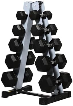 RitFit 250LB Rubber Hex Dumbbells with Weights Rack for Home Strength Training | RitFit 300LB Rubber Hex Dumbbells and