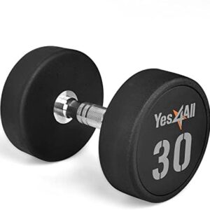 Yes4All Urethane Dumbbell - 5-50 LB Anti-Slip Knurled Handle for Muscle Building - Sold Individually
