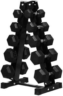 RitFit 250LB Rubber Hex Dumbbells with Weights Rack for Home Strength Training | RitFit 300LB Rubber Hex Dumbbells and