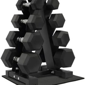 Fitvids Rubber Coated Hex Dumbbell Weight Set for Home Gym, 150LB Set, 5-25 Lbs Pairs, Portable Storage Included Fitvi