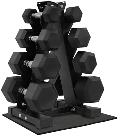 Fitvids Rubber Coated Hex Dumbbell Weight Set for Home Gym, 150LB Set, 5-25 Lbs Pairs, Portable Storage Included Fitvi