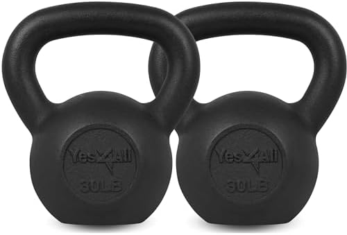 Yes4All Cast Iron Kettlebell, Strength Training Kettlebells for Men 5-80 Lb for Full Body Workout and Push Up - Set of 2