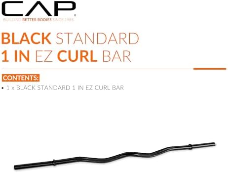 CAP Barbell Standard Solid E-Z Curl Bar 47-Inch Muscle Building Workout Fitness Equipment Top Search Keywords: Curl Bar,