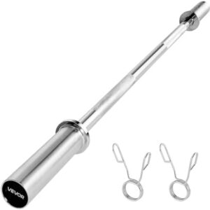 VEVOR 4FT Barbell Bar for Weightlifting and Strength Training, Fits 2-Inch Plates, Chrome Plated Knurled Grip Barbell