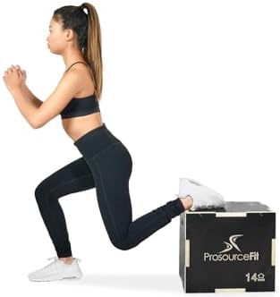 ProsourceFit 3-in-1 Wood Power Grip Non-Slip Plyometric Jump Box for Crossfit Enthusiasts, Home Gym Use, Black, 16L x 12