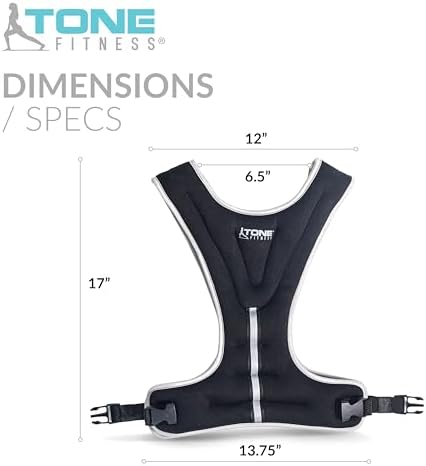 Tone Fitness Weighted Vest for Home Workouts or Outdoor Training - 8lb or 12lb, Adjustable Fit for Men and Women | Tone