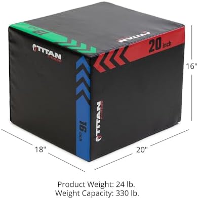 Titan Fitness Heavy Duty Pro-Duty HIIT Foam Plyometric Box for Home and Gym Use - Box Squats and Step-Ups, Suitable for