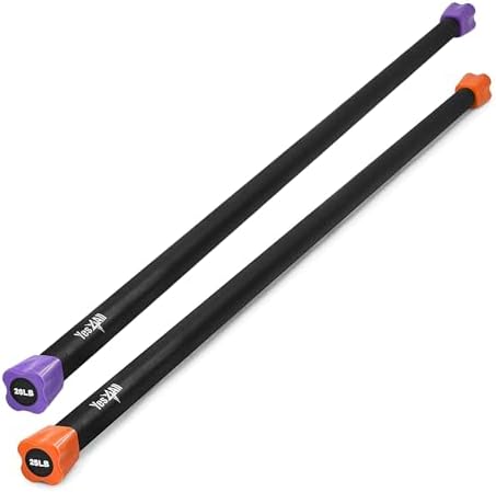 Yes4All Total Body Workout Weighted Bar - Ideal for Home and Gym Fitness Enthusiasts - Strength and Yoga Training - 1|5l