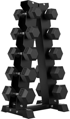 Hex Weights Dumbbells Set with Rack for Strength Training at Home and Gym, Heavy Duty 100-550 lb Rubber Coated Dumbbells