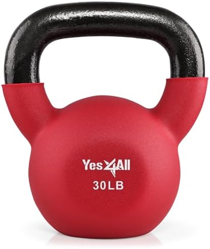 Yes4All Kettlebell - 35 LB Neoprene Coated Cast Iron Kettlebell for Home Gym, Wide Grip Handle & Flat Bottom for Swings