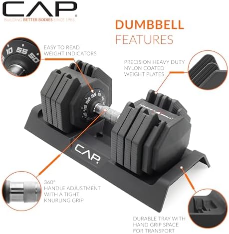 Adjustable Barbell 55 lb Hex Dumbbell Weights - Singles & Pairs | Multiple Handle Options | Fitness Enthusiasts | Home G